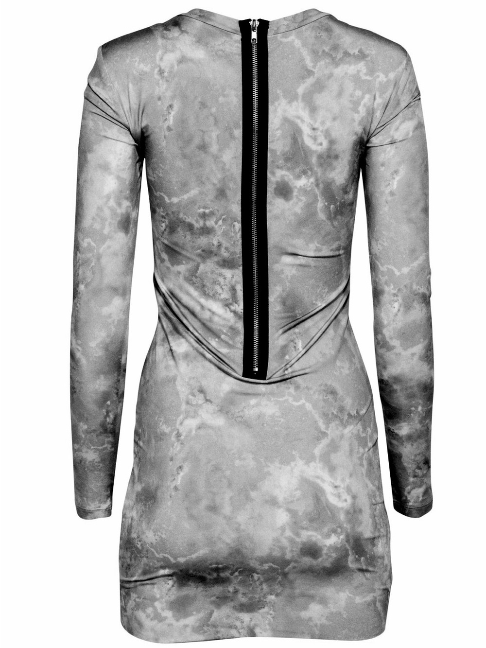 RONNY KOBO | S | Charcoal Graphite Abstract Diagonal Pleat Bodycon Mini Dress